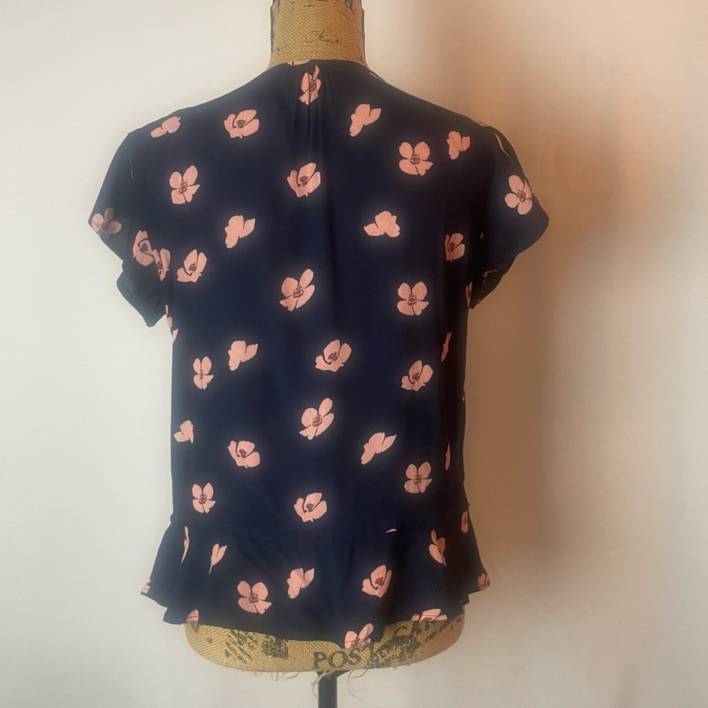 Rails Navy Floral Short-Sleeve Button Front Blouse - Picture 3 of 9